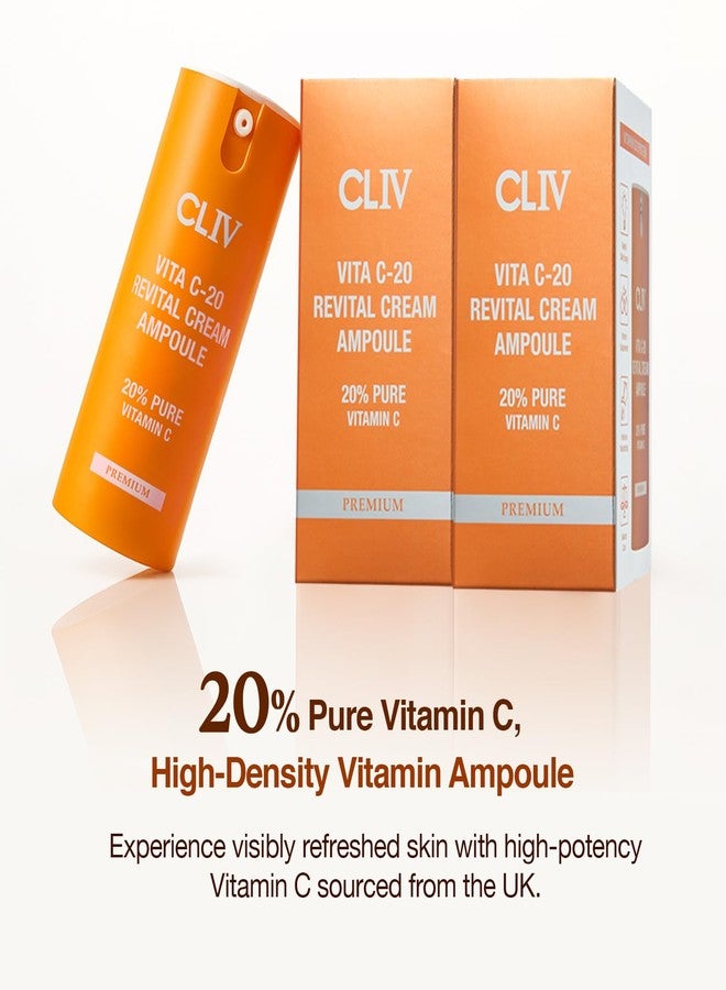 CLIV Vita C-20 Revital Cream Ampoule – Korean Skincare Moisturizer with 20% Pure Vitamin C, Vitamin E & Hyaluronic Acid – Nourishing Facial Serum – 0.5 fl oz (15ml) - Image 3